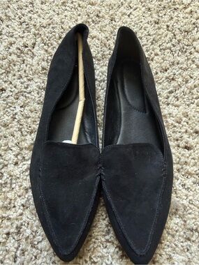 JustFab Black Suede Pointed Loafers